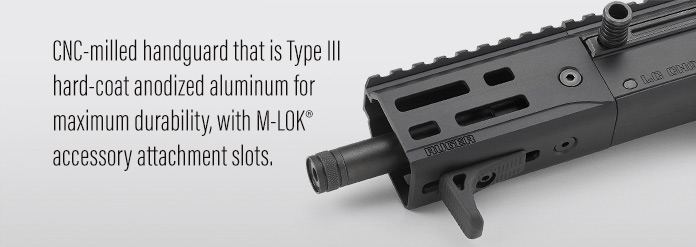 CNC-milled handguard with M-LOK accessory attachment slots